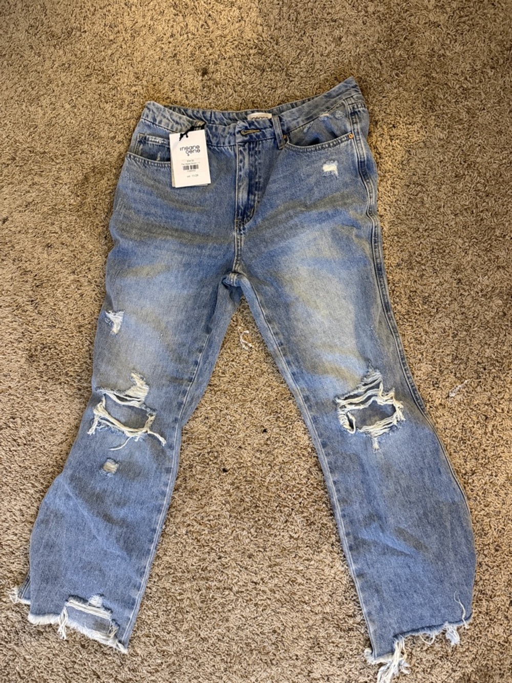 Insane gene Washed Blue Ripped Jeans(the Hayes denim)
